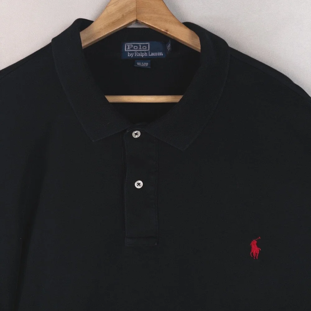 Polo Ralph Lauren Mens Polo Shirt 2XB Black Cotton Short Sleeve Pony Classic